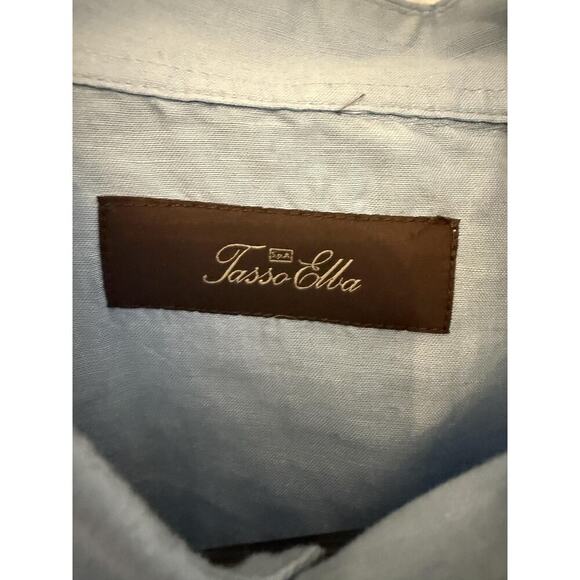 Tasso Elba Shirt Mens Large Linen Short Sleeve Button Up Pocket Summer Casual - Picture 2 of 7